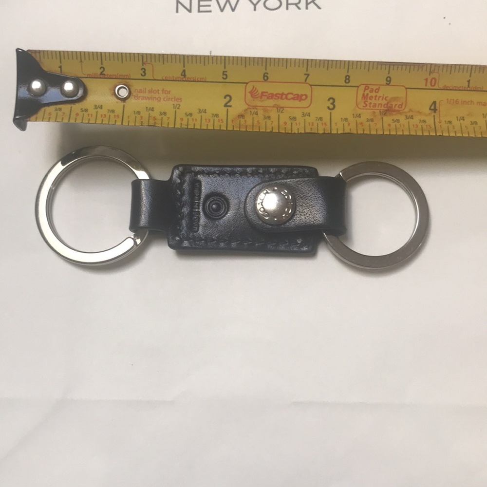 Coach leather keychain black & silver New - Picture 4 of 4